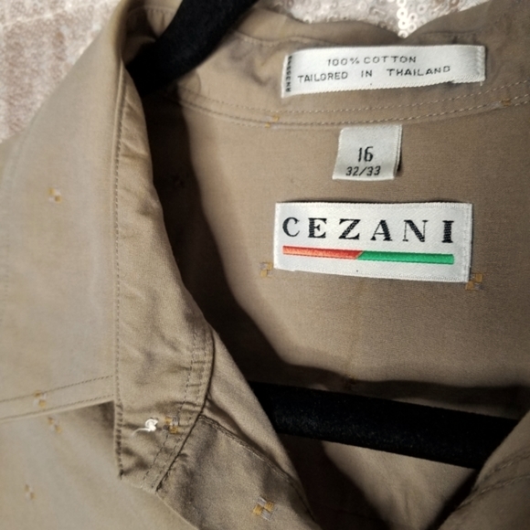 Cezani EUC 16 cotton long-sleeved button-down shirt - taupe - Picture 4 of 10